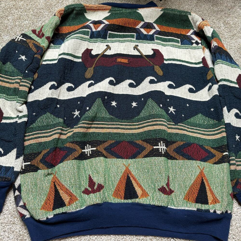Sugar Street Weavers Woven Tapestry Sweatshirt USA Made Canoe Native American - Picture 3 of 6
